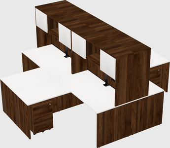 Quad l-shaped office desks