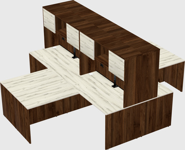 Quad l-shaped office desks