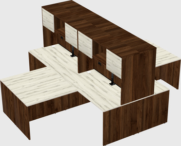 Quad l-shaped office desks