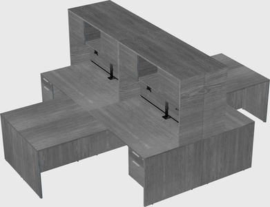 Quad l-shaped office desks