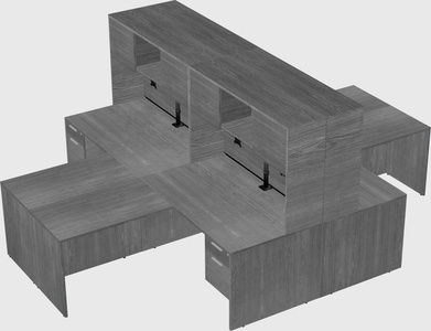 Quad l-shaped office desks