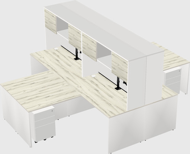 Quad l-shaped office desks