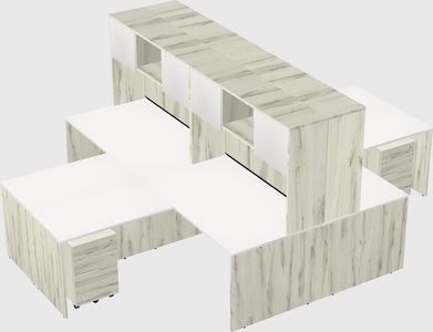 Quad l-shaped office desks