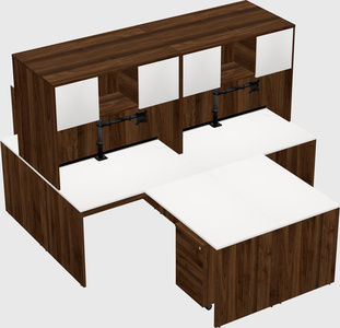 Quad l-shaped office desks