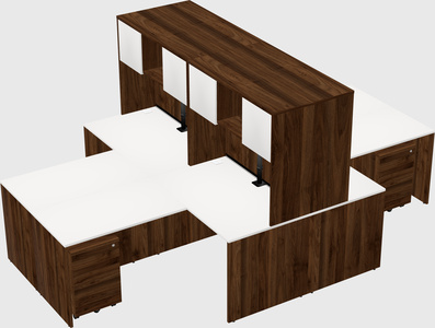 Quad l-shaped office desks