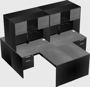 Quad l-shaped office desks
