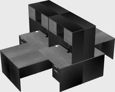 Quad l-shaped office desks
