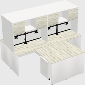 Quad l-shaped office desks