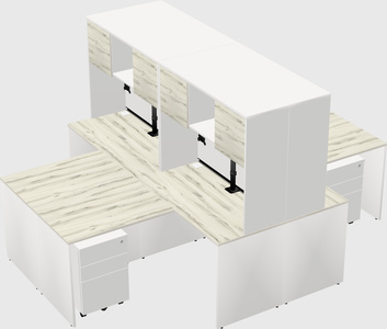 Quad l-shaped office desks