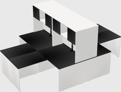 Quad l-shaped office desks