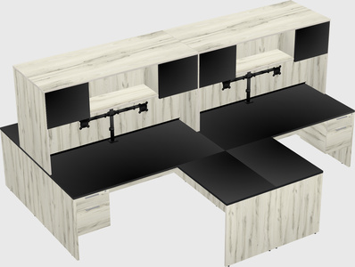 Quad l-shaped office desks