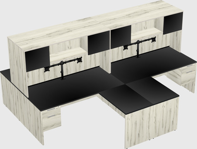 Quad l-shaped office desks