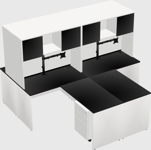 Quad l-shaped office desks