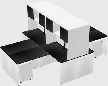 Quad l-shaped office desks