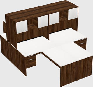 Quad l-shaped office desks