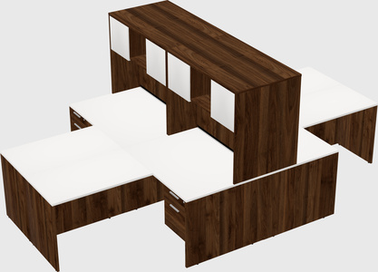 Quad l-shaped office desks