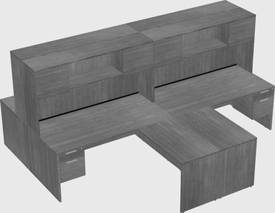 Quad l-shaped office desks