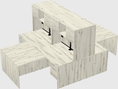 Quad l-shaped office desks