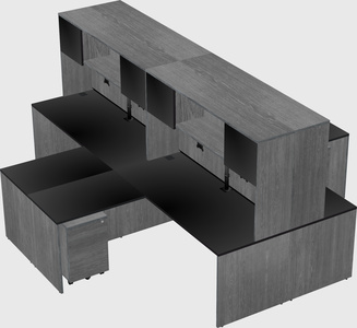Quad l-shaped office desks