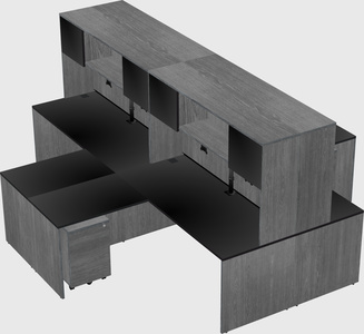 Quad l-shaped office desks