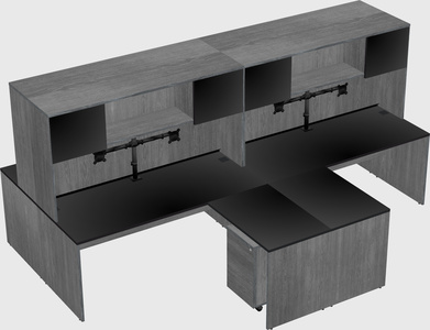 Quad l-shaped office desks