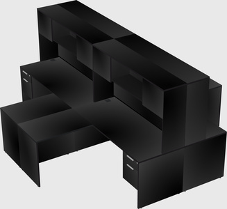 Quad l-shaped office desks
