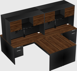 Quad l-shaped office desks