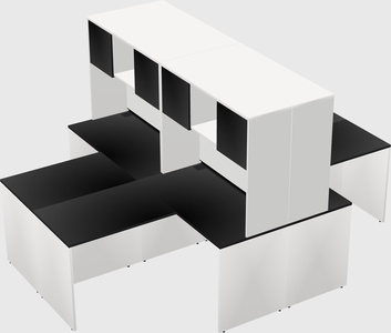 Quad l-shaped office desks