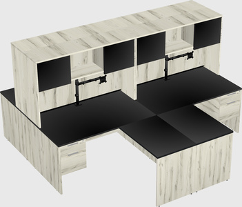 Quad l-shaped office desks