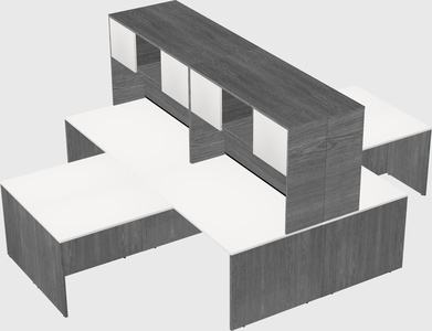 Quad l-shaped office desks