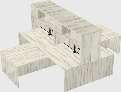 Quad l-shaped office desks