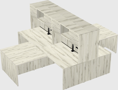 Quad l-shaped office desks