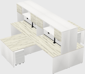 Quad l-shaped office desks