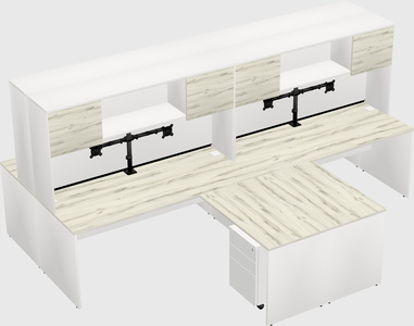 Quad l-shaped office desks