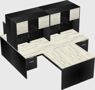 Quad l-shaped office desks