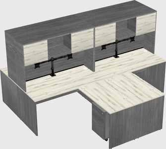 Quad l-shaped office desks
