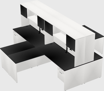 Quad l-shaped office desks