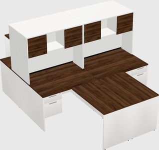 Quad l-shaped office desks