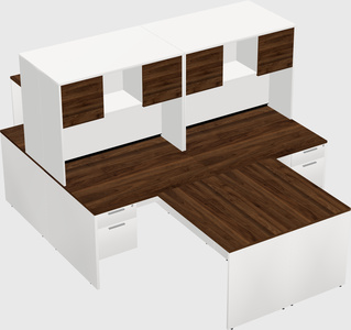 Quad l-shaped office desks