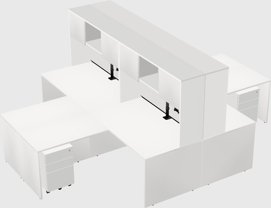 Quad l-shaped office desks