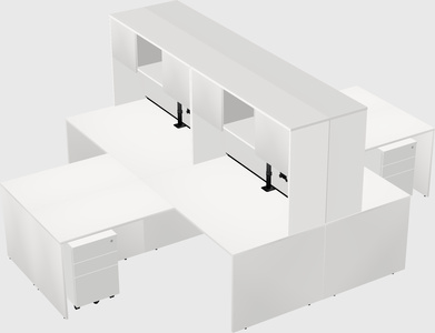 Quad l-shaped office desks
