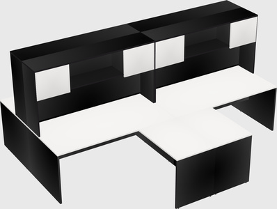 Quad l-shaped office desks