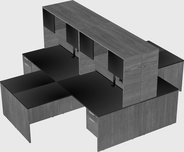 Quad l-shaped office desks