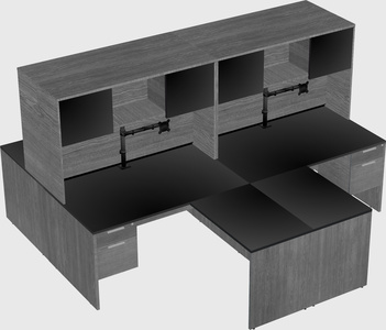 Quad l-shaped office desks