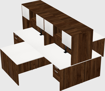 Quad l-shaped office desks