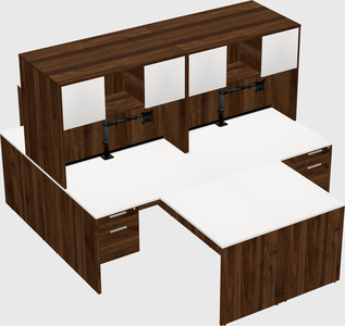 Quad l-shaped office desks