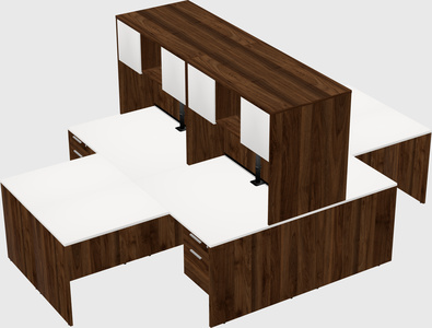 Quad l-shaped office desks