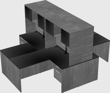 Quad l-shaped office desks