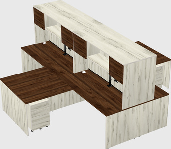 Quad l-shaped office desks