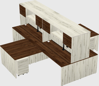 Quad l-shaped office desks